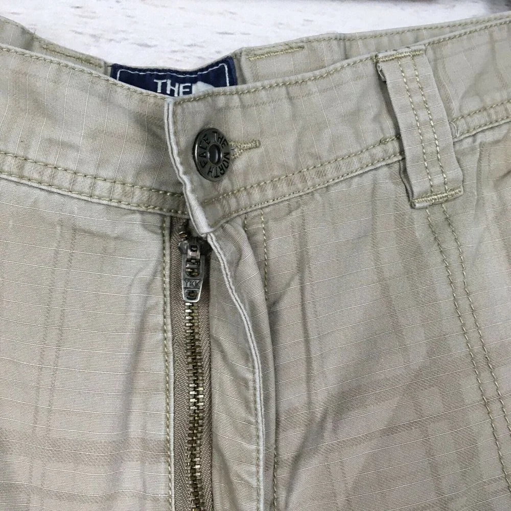 North Face‎ Mens 36 Tan Plaid Cargo Shorts Cotton Blend Gusset Crotch